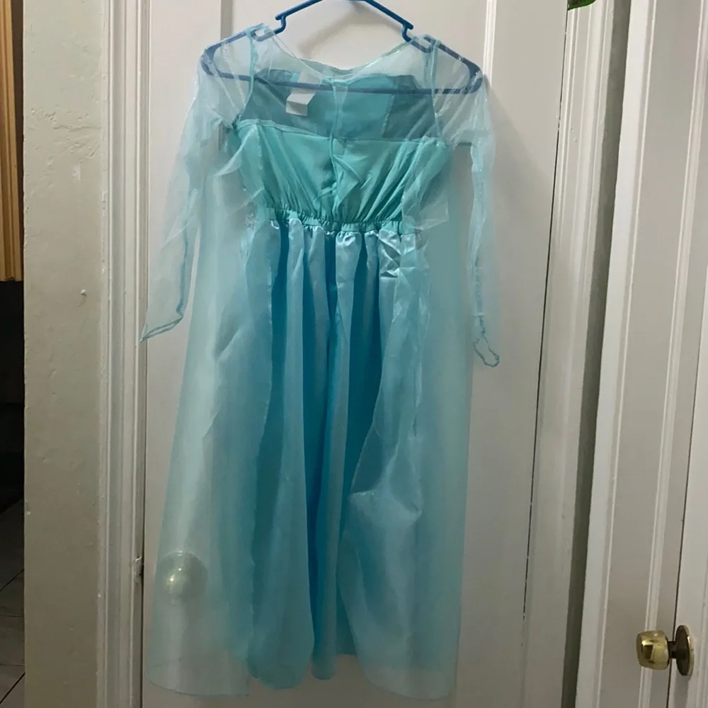 Disney Frozen Elsa Costume Dress Up Gown Icy Blue Princess Size 7/8